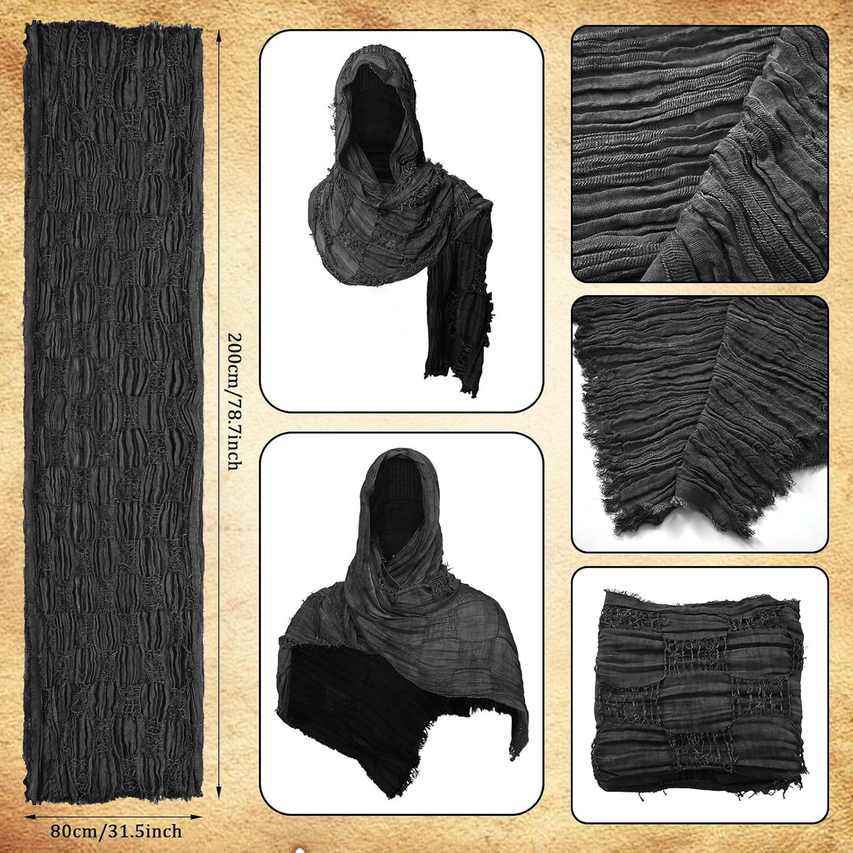 6PCS Mittelalter Ritter Zubehör. Männer Renaissance Umhang