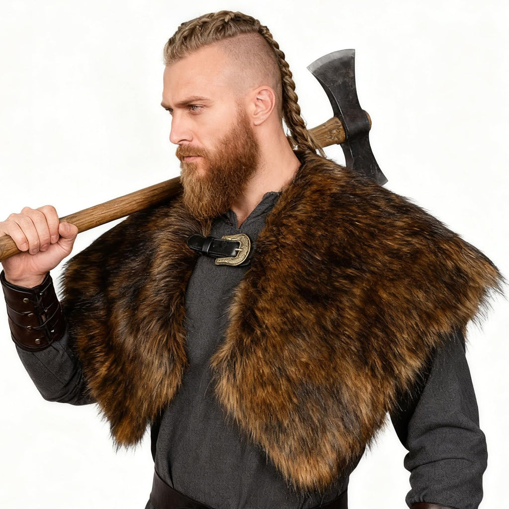 keland Viking Kunstfell Kragen für Männer Schal Capelet Wrap Kostüm Accessoire