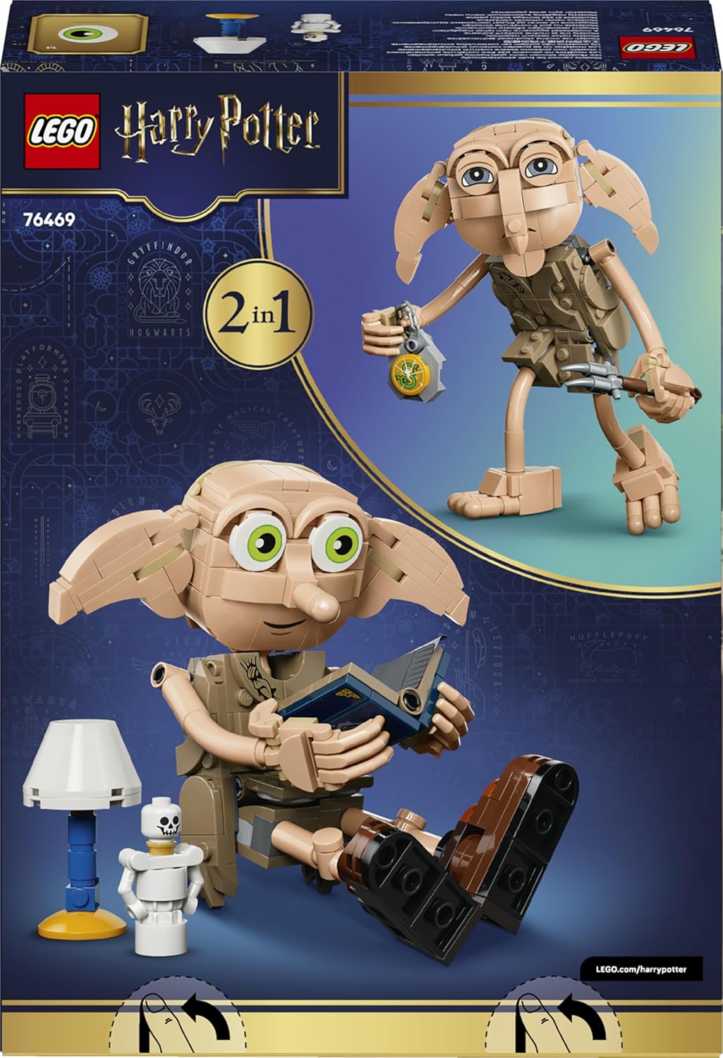 LEGO Harry Potter Dobby, der Freie Elf Spielzeug - Modellbau umbaubar in eine Kreacher Figur - DIY Kinderzimmer Deko - Geschenk für Mädchen, Jungen und Fans ab 8 Jahren - 76469