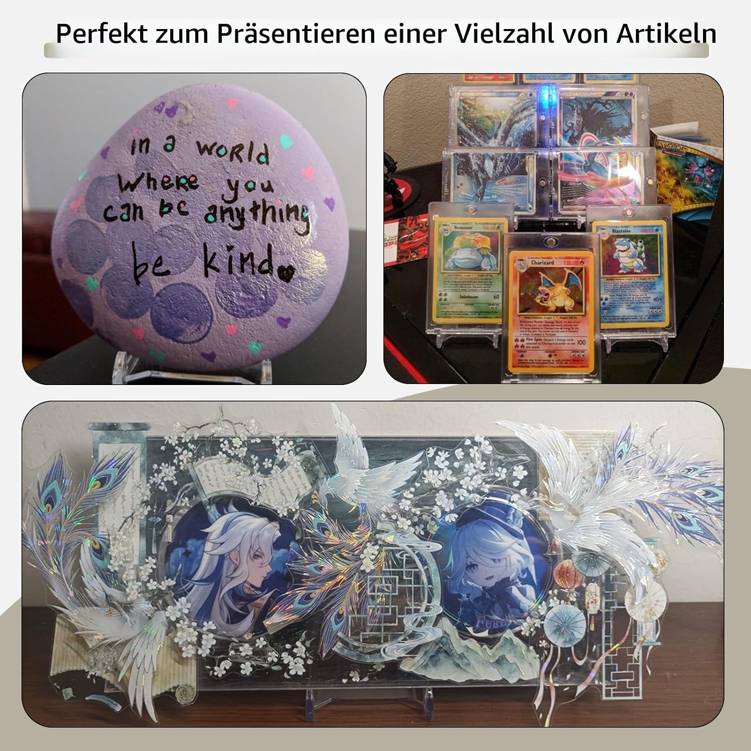 12 Stück Mini Kartenständer Display Ständer – Verstellbarer Acryl Display Ständer für Trading Cards, Graded Cards, PSA Karten, Baseballkarten und Sammelkarten