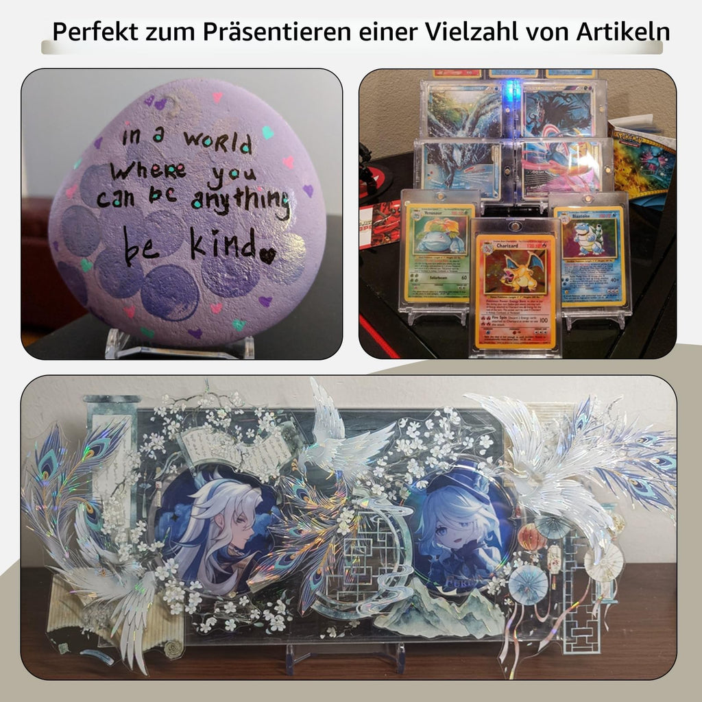 12 Stück Mini Kartenständer Display Ständer – Verstellbarer Acryl Display Ständer für Trading Cards, Graded Cards, PSA Karten, Baseballkarten und Sammelkarten