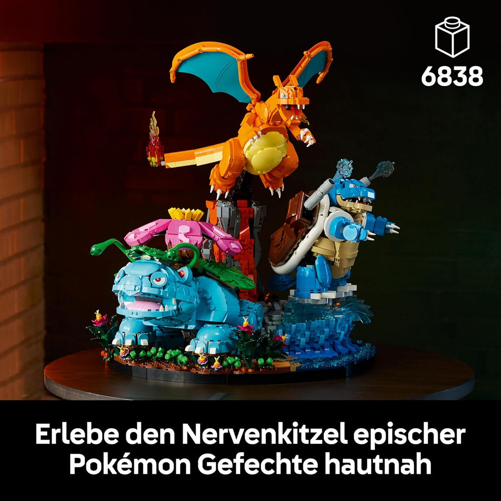 LEGO Pokémon Bisaflor, Glurak und Turtok - 3D Modellbau für Erwachsene - 3 Anime Figuren als DIY Deko für Schreibtisch oder Regal - Gaming Geschenkidee für Fans und Sammler - 72153