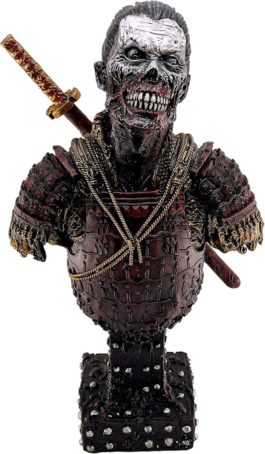 LOOYAR Resin Undead Japanische Samurai Zombie Büste Statue Skulptur Ornament Figur Handwerk für Zuhause Haus Wohnzimmer Veranda Dekoration Büro Schreibtisch Schreibtisch T Geschenk