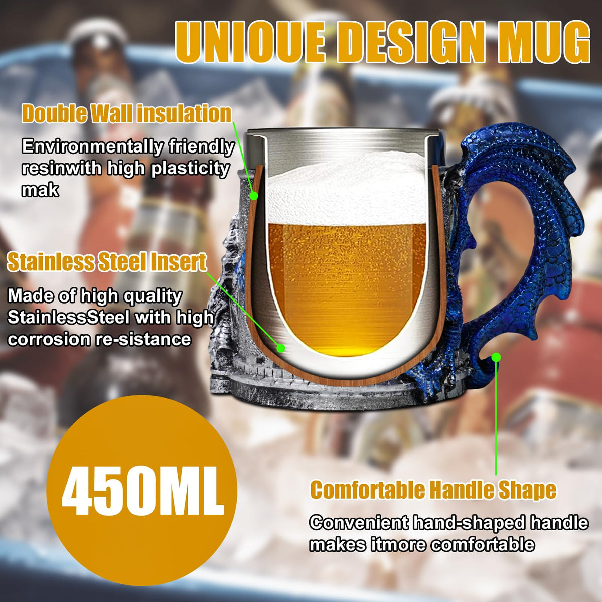 ZONSUSE Mittelalter Drache Kelch, Gotischer Drachen Kelch, Flugsaurier Edelstahl Weinkelch, Roter Drache auf Kreuzsockel, Magischer Dragon Goblet,Idee Geschenk für Fantasy Fans 200ml (Rot Goblet)