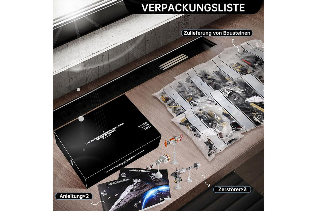 13135 Imperial Sternenzerstörer Spielzeug mit 3 Mini-Raumschiffen,11885 Klemmbausteine Technik Sternenzerstörer, Sammlerstück für Erwachsene,kompatibel mit UCS Super Star Destroyer