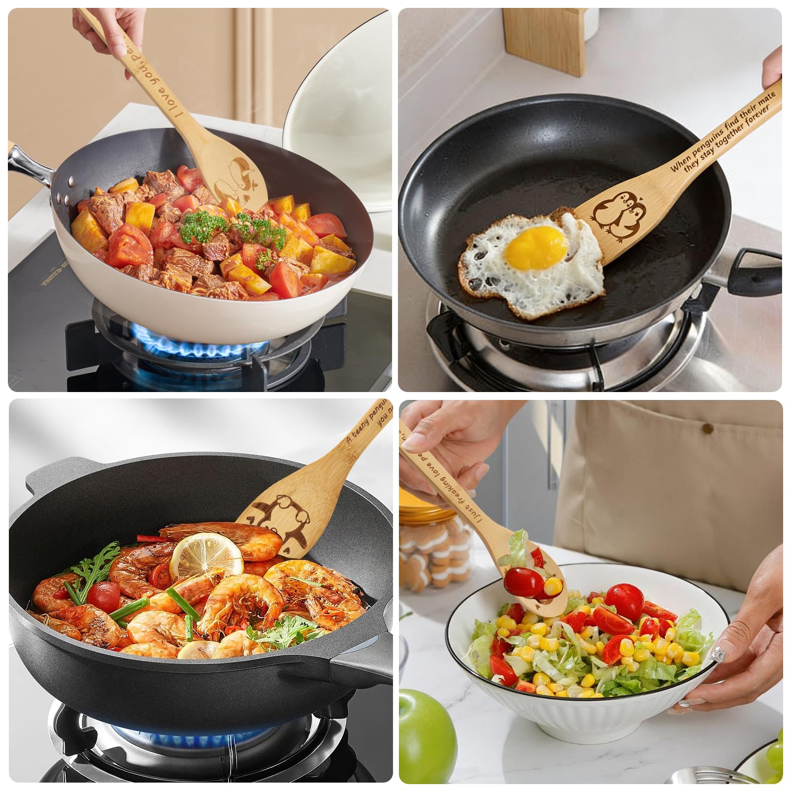 Gravierte Holzlöffel-Set mit 5 – Lustige Harry Geschenke Kochlöffel, Küchenutensilien zum Kochen, Einweihungsgeschenk, Harry Weihnachten Geschenke für Frauen oder Männer (Küche/Deko)