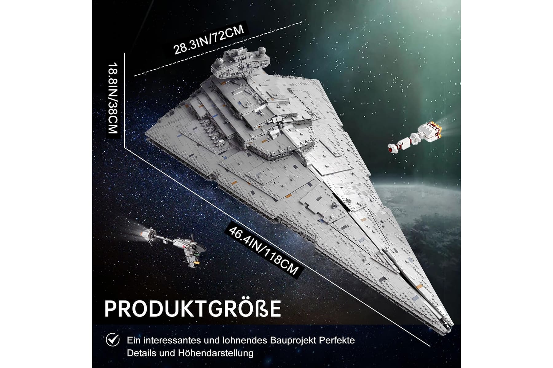 13135 Imperial Sternenzerstörer Spielzeug mit 3 Mini-Raumschiffen,11885 Klemmbausteine Technik Sternenzerstörer, Sammlerstück für Erwachsene,kompatibel mit UCS Super Star Destroyer