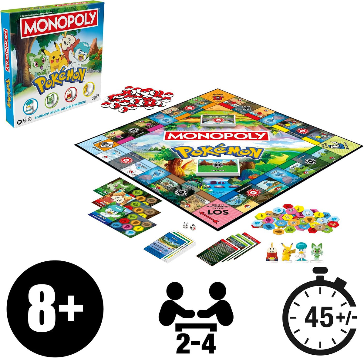 Monopoly Pokémon Edition Brettspiel | ab 8 Jahren | 2 bis 4 Spieler | Kinderspiel für Pokémon Fans | unterhaltsames Familienspiel | 45 Min. durchschnittlich - Deutsche Version