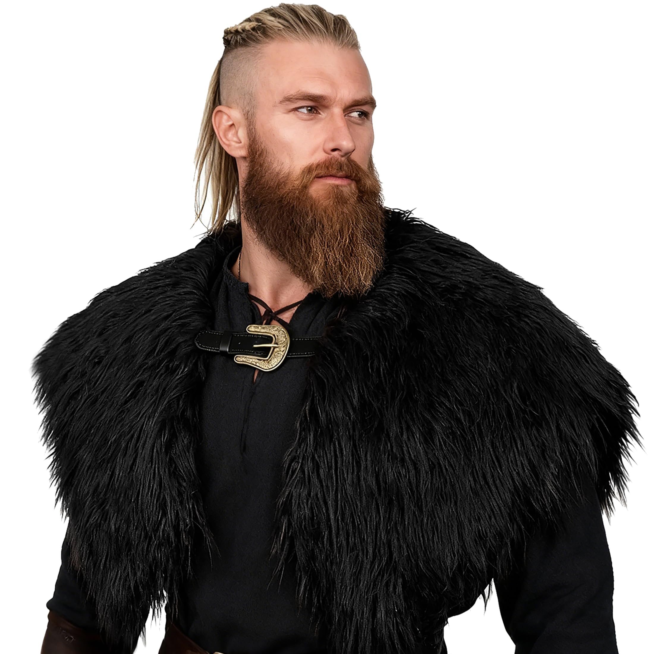 keland Viking Kunstfell Kragen für Männer Schal Capelet Wrap Kostüm Accessoire