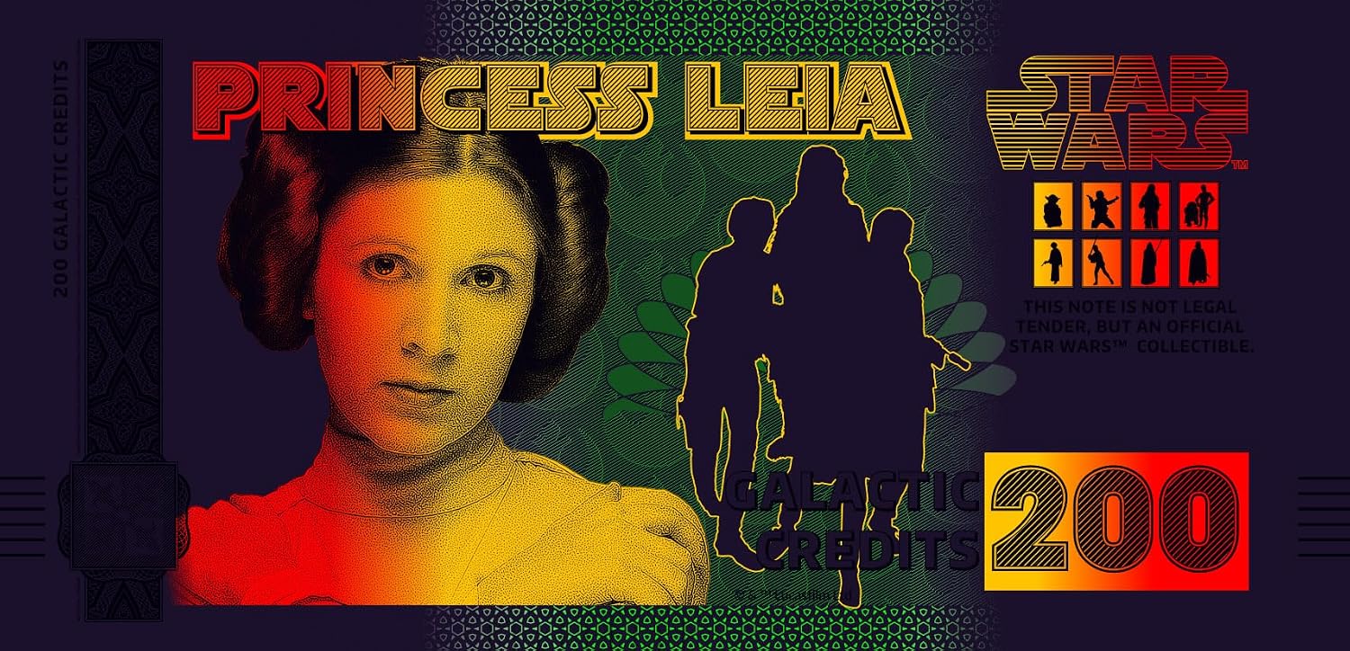 Star Wars Sammlerbanknote – Princess Leia Collectible Note – Limitierte Edition – mit goldenem Hologramm und UV-Effekten – Kein Spielzeug