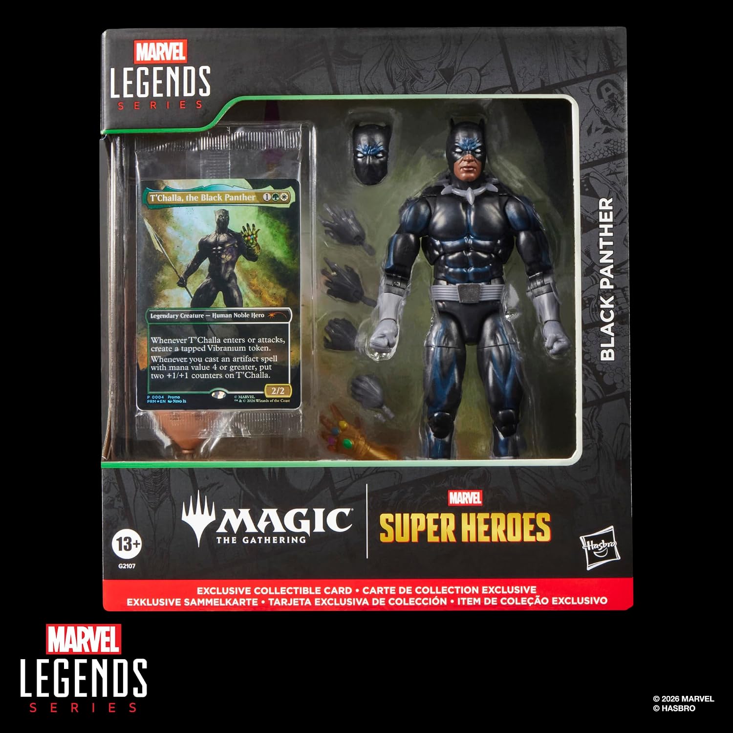 Marvel Legends Series Marvel Super Heroes Magic: The Gathering Black Panther, Action-Figur (15 cm) Plus Exklusive Foil-Sammelkarte für das Trading Card Spiel