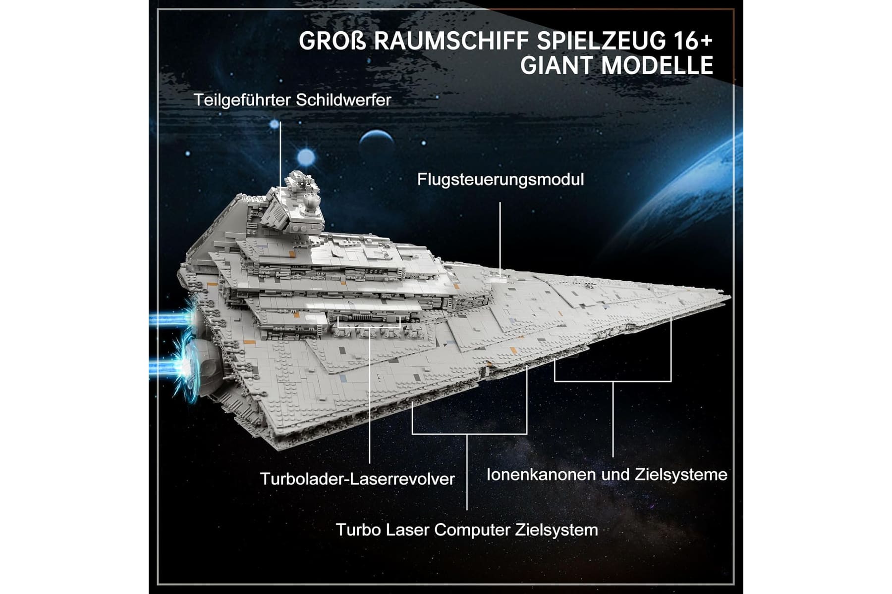 13135 Imperial Sternenzerstörer Spielzeug mit 3 Mini-Raumschiffen,11885 Klemmbausteine Technik Sternenzerstörer, Sammlerstück für Erwachsene,kompatibel mit UCS Super Star Destroyer