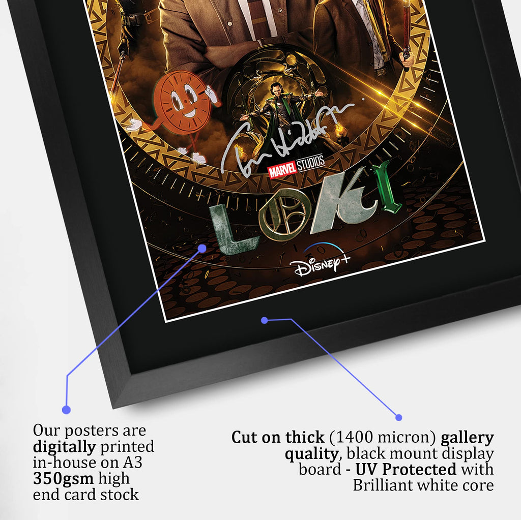 HWC Trading Loki Geschenke Gedrucktes Signiertes Autogramm Foto für Fans von Fernsehn Memorabilien - A3 Gerahmt