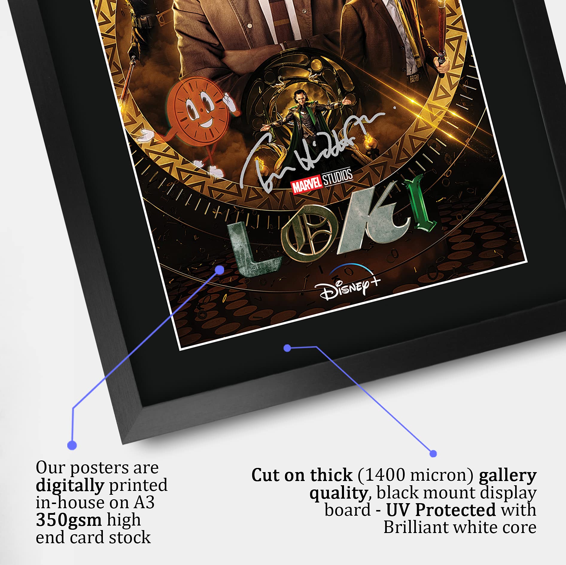 HWC Trading Loki Geschenke Gedrucktes Signiertes Autogramm Foto für Fans von Fernsehn Memorabilien - A3 Gerahmt