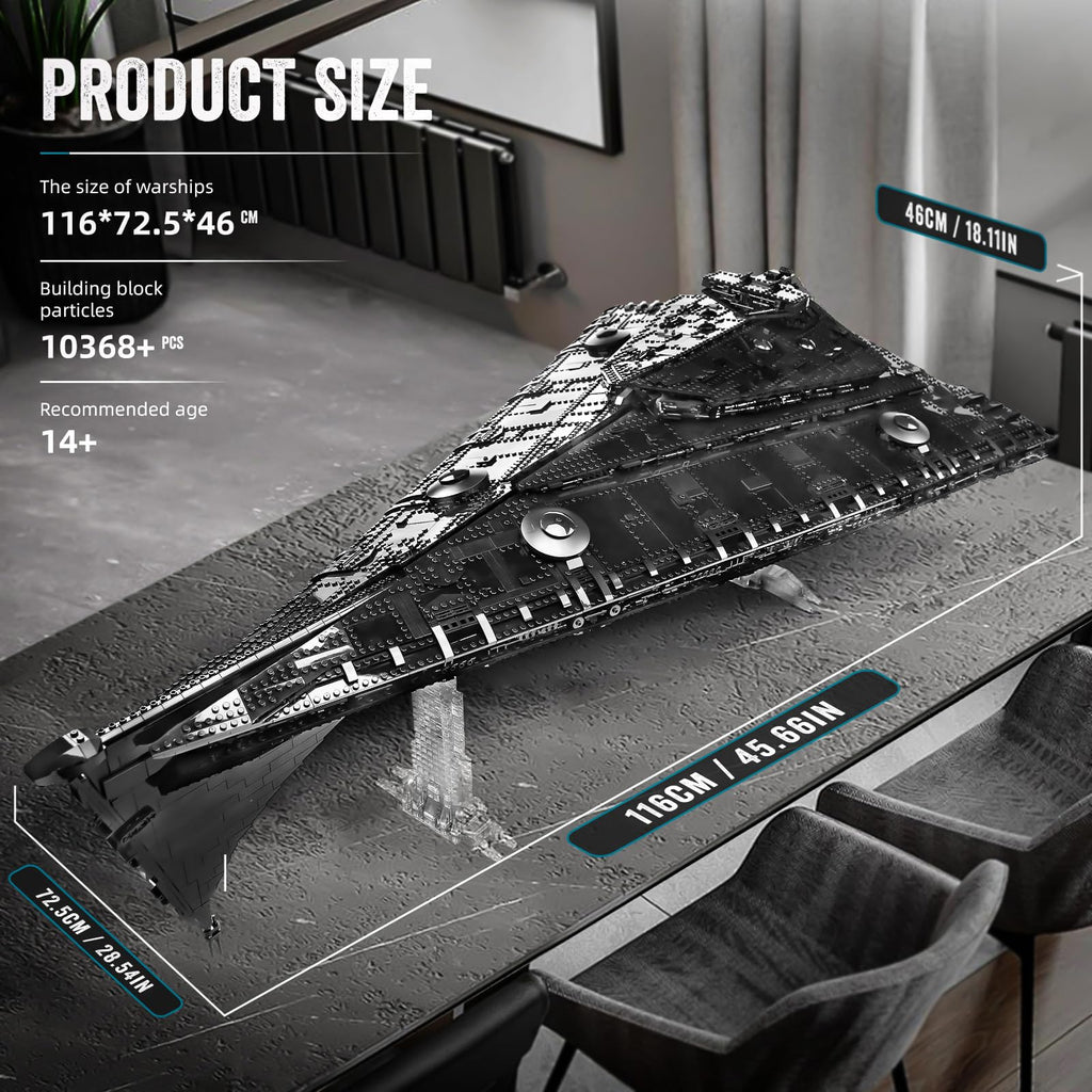 13135 Imperial Sternenzerstörer Spielzeug mit 3 Mini-Raumschiffen,11885 Klemmbausteine Technik Sternenzerstörer, Sammlerstück für Erwachsene,kompatibel mit UCS Super Star Destroyer