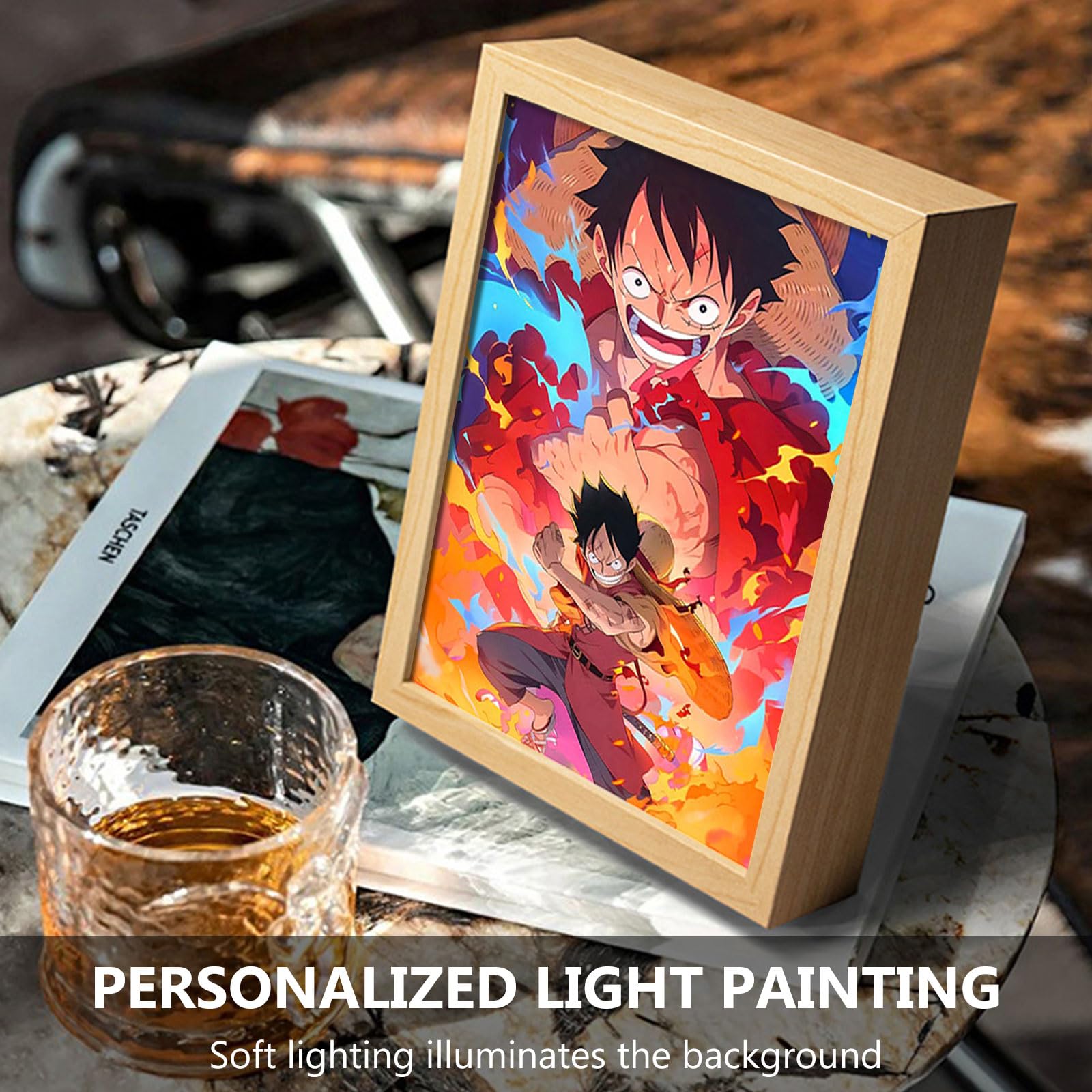Bocguy Japanischer Anime Juju inspirierte beleuchtete Gemälde, LED Wandkunst Dekor,Jujutsu Kaisen Manga, LED Desktop-Rahmen für Heimdekoration,Kreatives Schlafzimmer und Geschenk