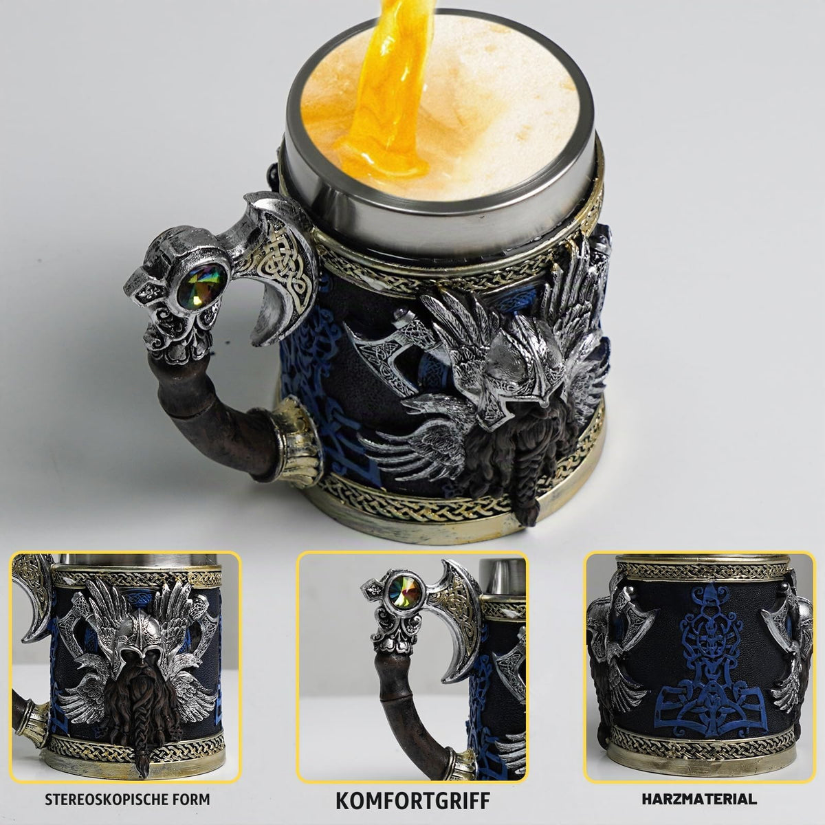 ZONSUSE Mittelalter Drache Kelch, Gotischer Drachen Kelch, Flugsaurier Edelstahl Weinkelch, Roter Drache auf Kreuzsockel, Magischer Dragon Goblet,Idee Geschenk für Fantasy Fans 200ml (Rot Goblet)