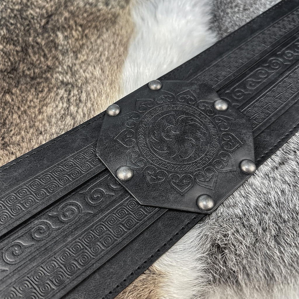 HiiFeuer Wikinger breiter Gürtel, mittelalterlicher Kunstleder Rüstungsgürtel Ritter Korsett Gürtel, LARP Halloween Kostüm