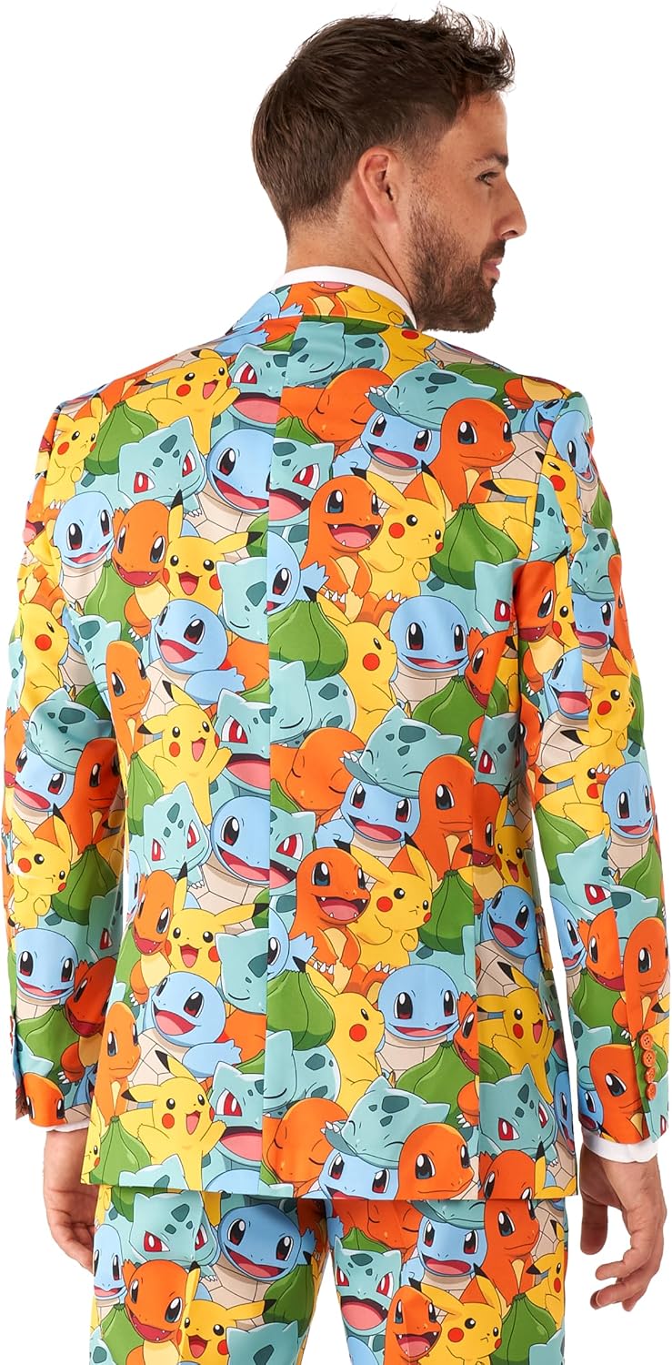 OppoSuits Anzug für Herren - Pokémon™ Nintendo Switch Spielkostüm - schmale Passform - Inklusive Blazer, Hose und Krawatte