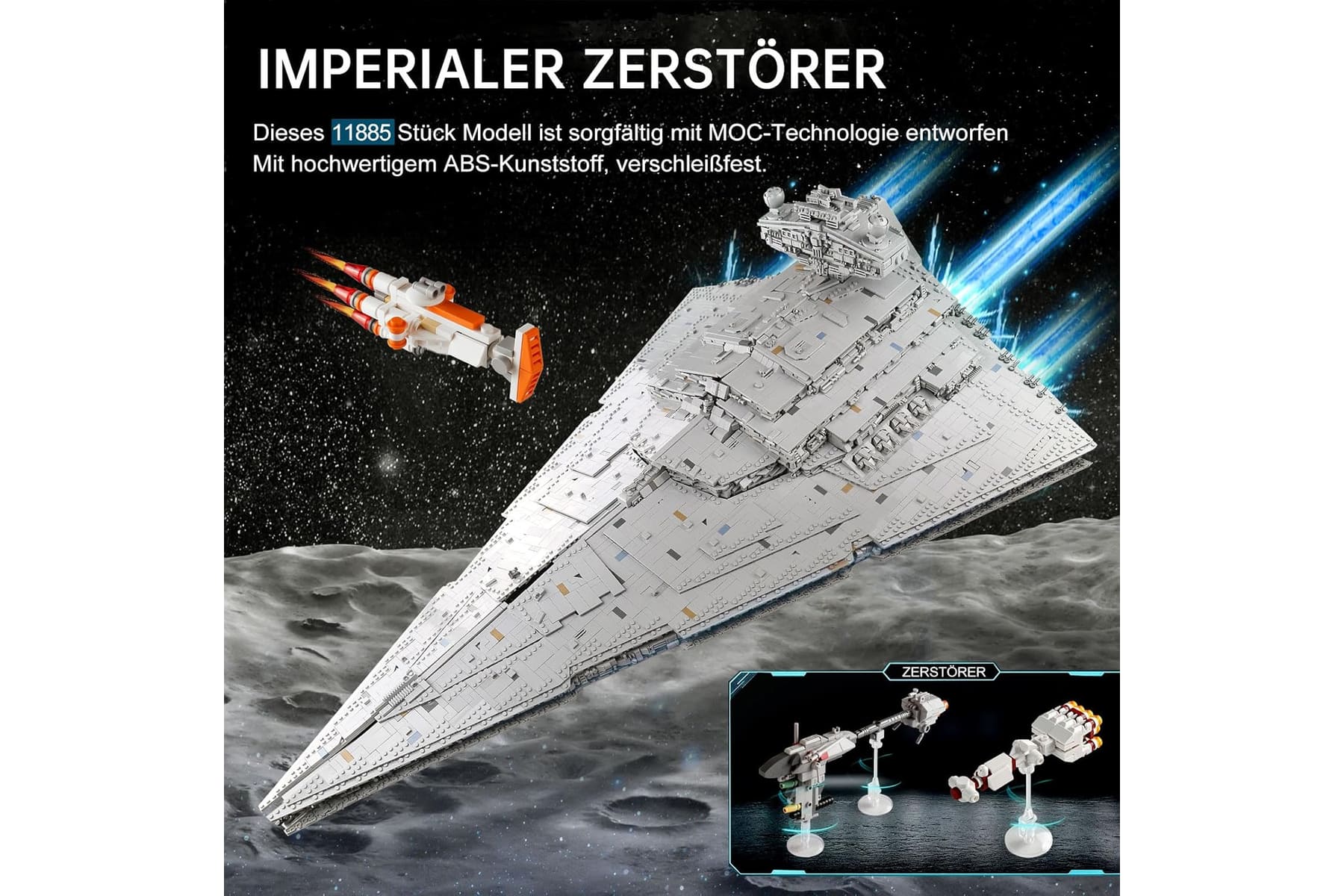 13135 Imperial Sternenzerstörer Spielzeug mit 3 Mini-Raumschiffen,11885 Klemmbausteine Technik Sternenzerstörer, Sammlerstück für Erwachsene,kompatibel mit UCS Super Star Destroyer