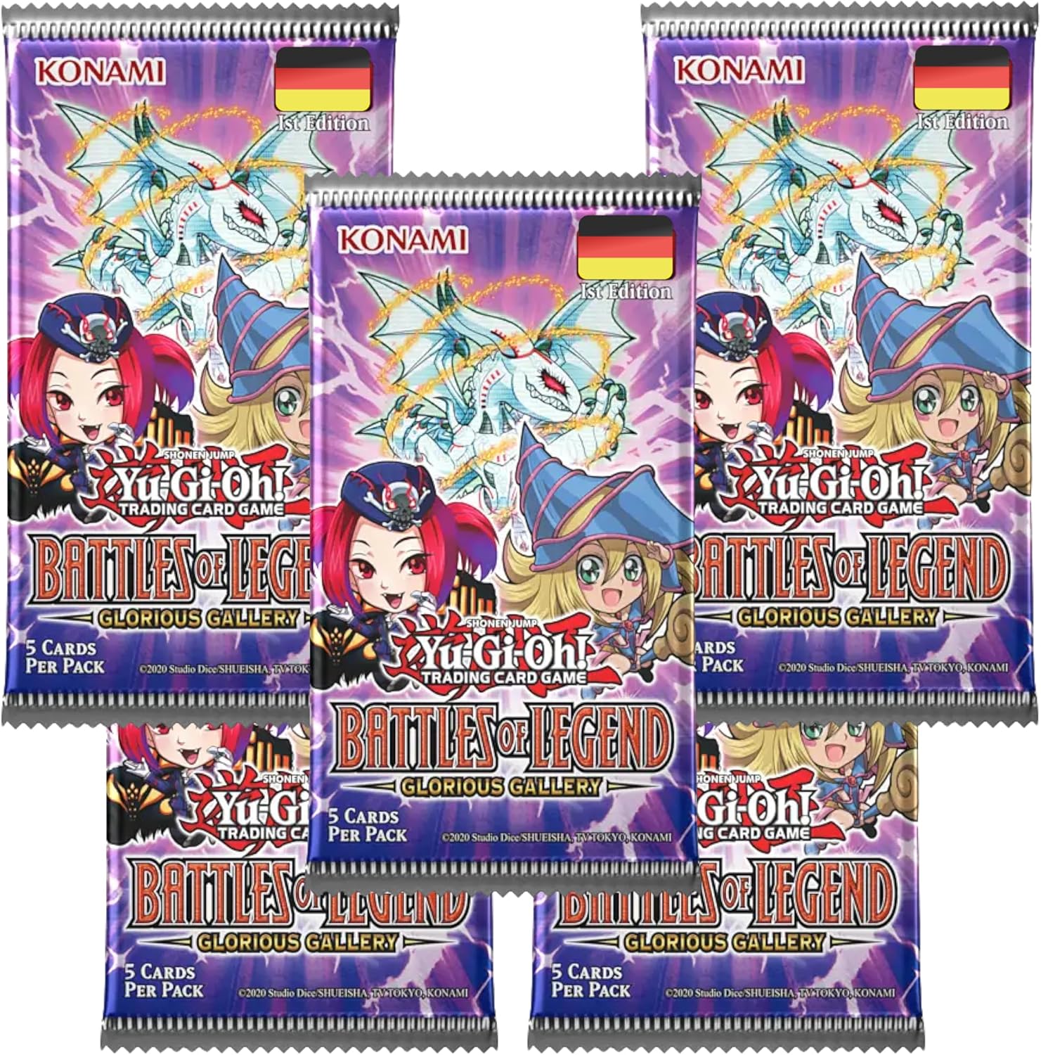 Battles of Legend: Glorious Gallery Booster 5er-Pack (25 Karten) - Deutsch - Yugioh - BLGG - 1. Auflage - OVP - mit RC-Fieldcenter