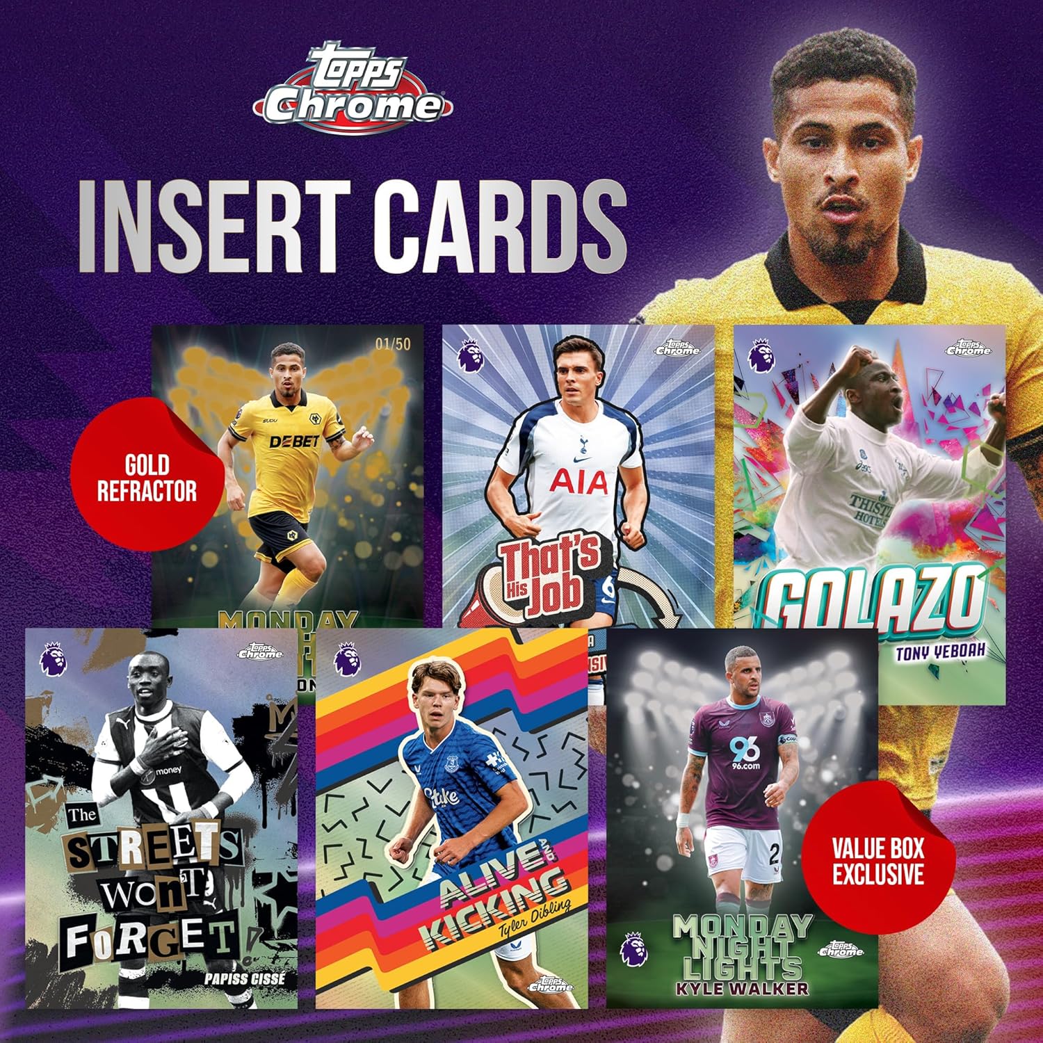 2026 Topps Chrom-Premier-Liga-Fußball, werksseitig versiegelt, Vorteilsbox