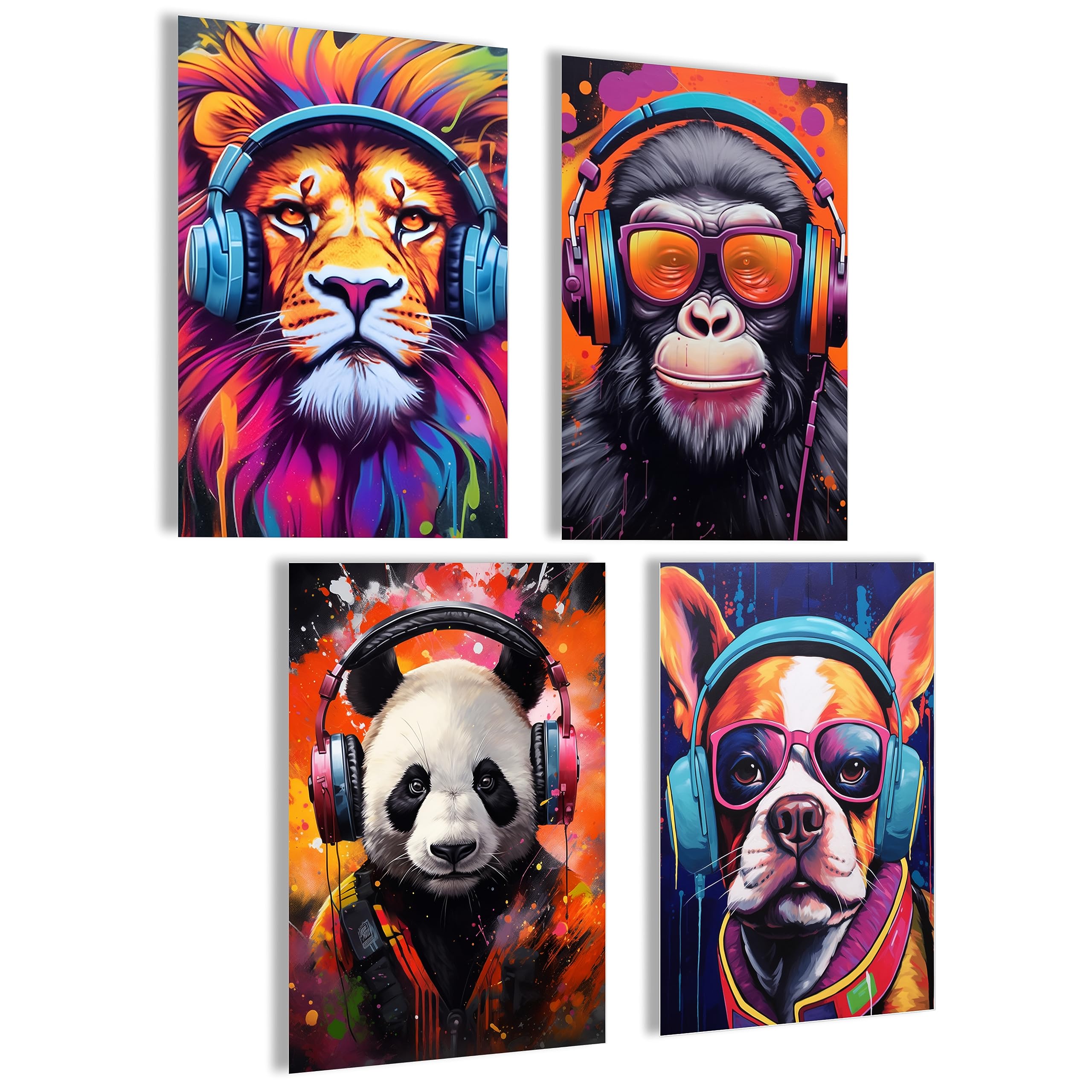 mojoliving Gaming Zimmer Deko Bilder | Poster Wand für Gamer Jugendzimmer | Set mit Neon Sign Motive | Coole Geschenke für Gamer | Zocker Bilder Wand | Neon Wandbild