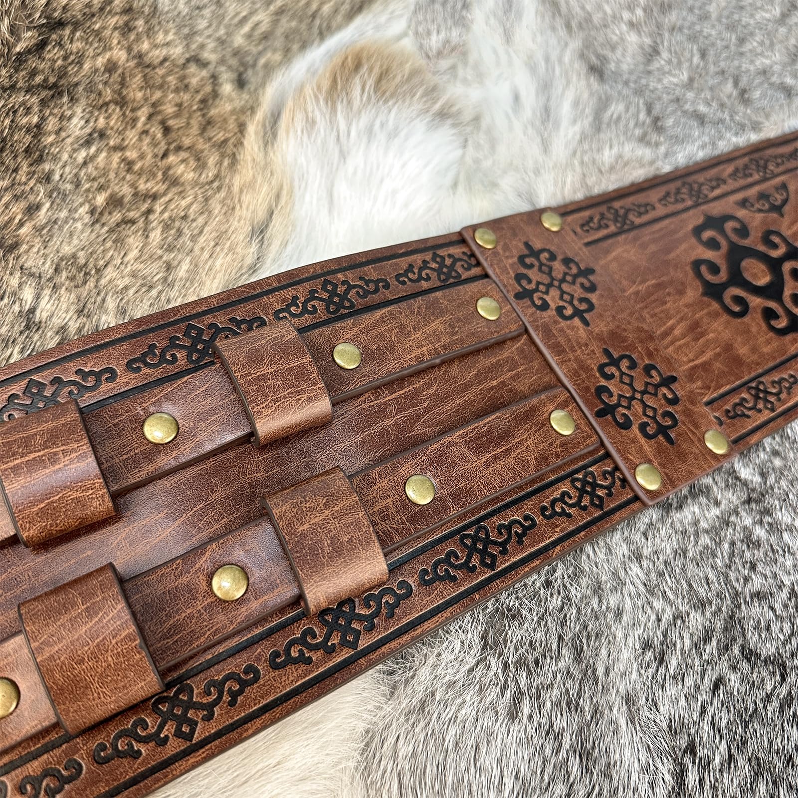 HiiFeuer Wikinger breiter Gürtel, mittelalterlicher Kunstleder Rüstungsgürtel Ritter Korsett Gürtel, LARP Halloween Kostüm