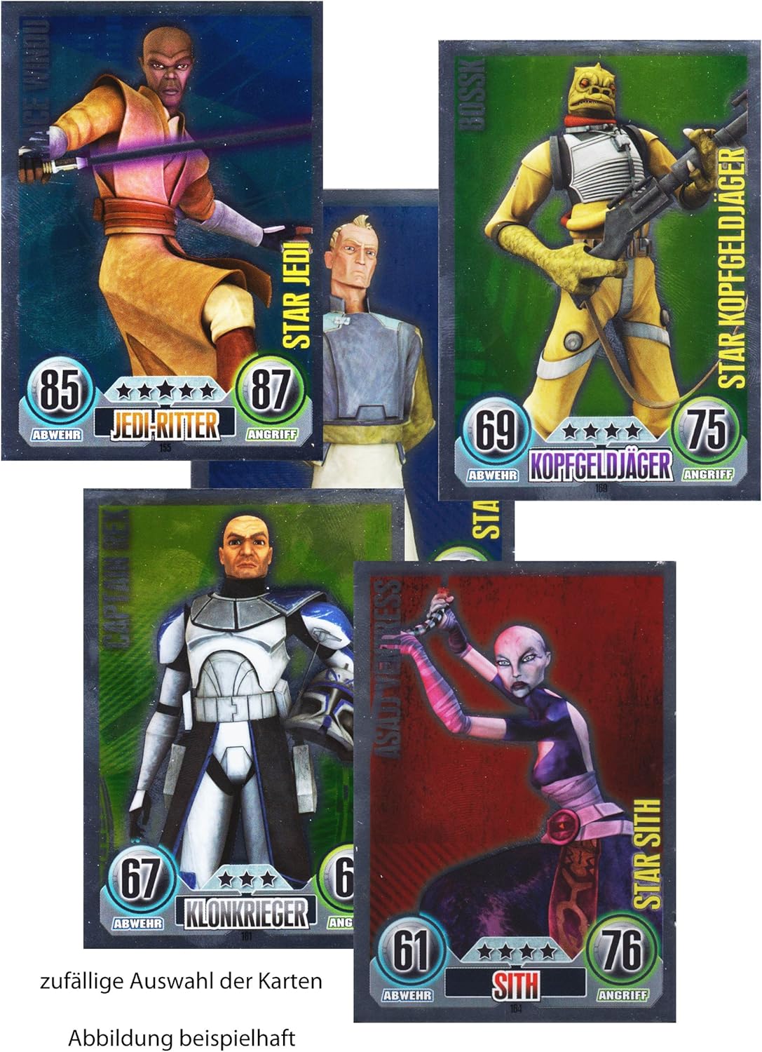 Star Wars Force Attax 5 verschiedene Star Karten (zufällige Auswahl) deutsch