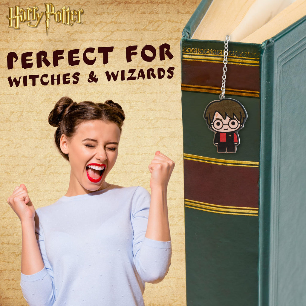 Harry Potter Lesezeichen Metall mit Anhänger, Schön Lesezeichen Kinder, Erwachsene und Lehrer, Magisches Thema Bücher Zubehör, Geschenke für Buchliebhaber (Silber/Gold)