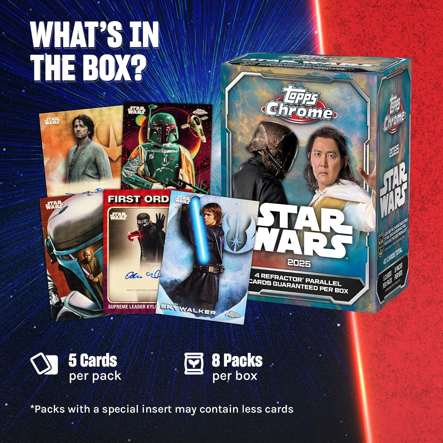 2025 Topps Chrome Star Wars – Fabrikversiegelt – Wertbox