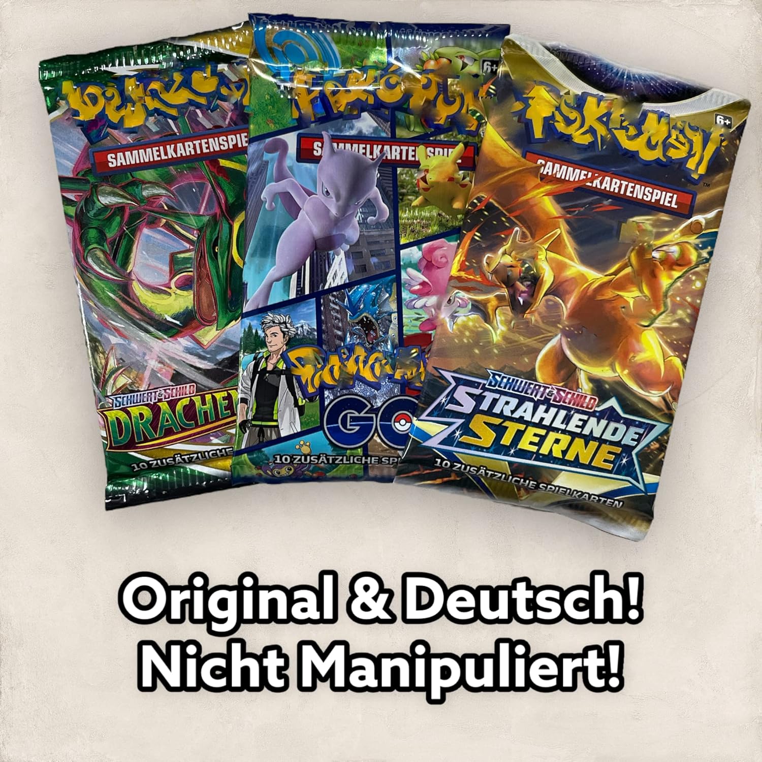 Heartforcards Versandschutz kompatibel mit Booster Packungen + 3 PKM deutsche Packs Originale Mystery Sammelkarten