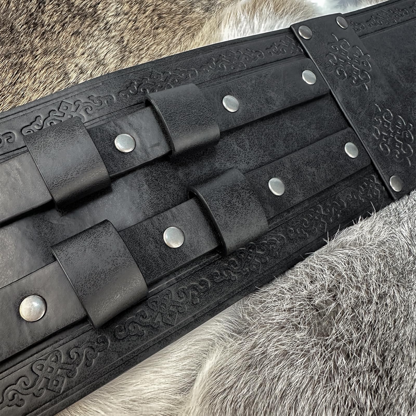 HiiFeuer Wikinger breiter Gürtel, mittelalterlicher Kunstleder Rüstungsgürtel Ritter Korsett Gürtel, LARP Halloween Kostüm