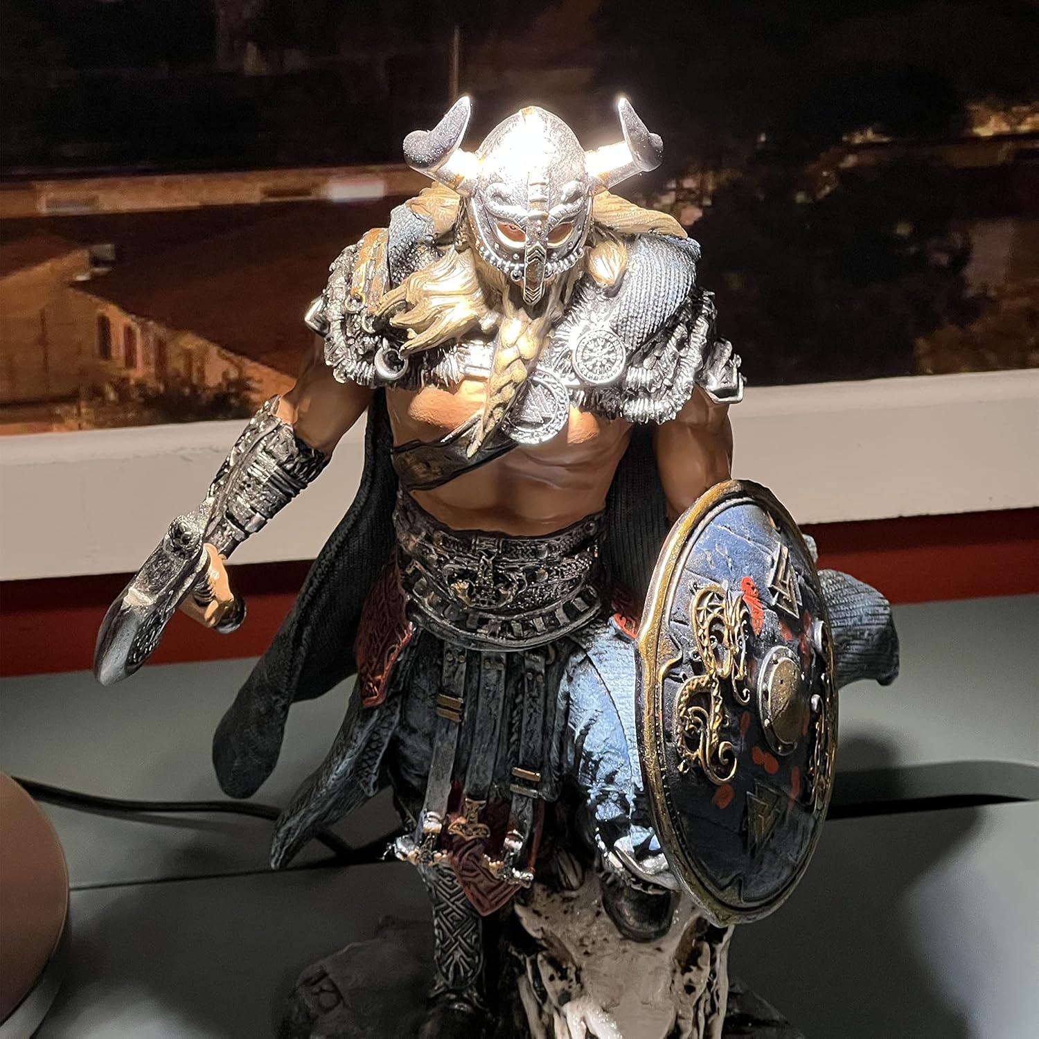 LOOYAR Resin Viking Warrior Thro Dragon Slayer Resin Statue Skulptur Ornament Figur Handwerk für Zuhause Haus Wohnzimmer Veranda Dekoration Büro Schreibtisch Schreibtisch Tischarrangement Geschenk