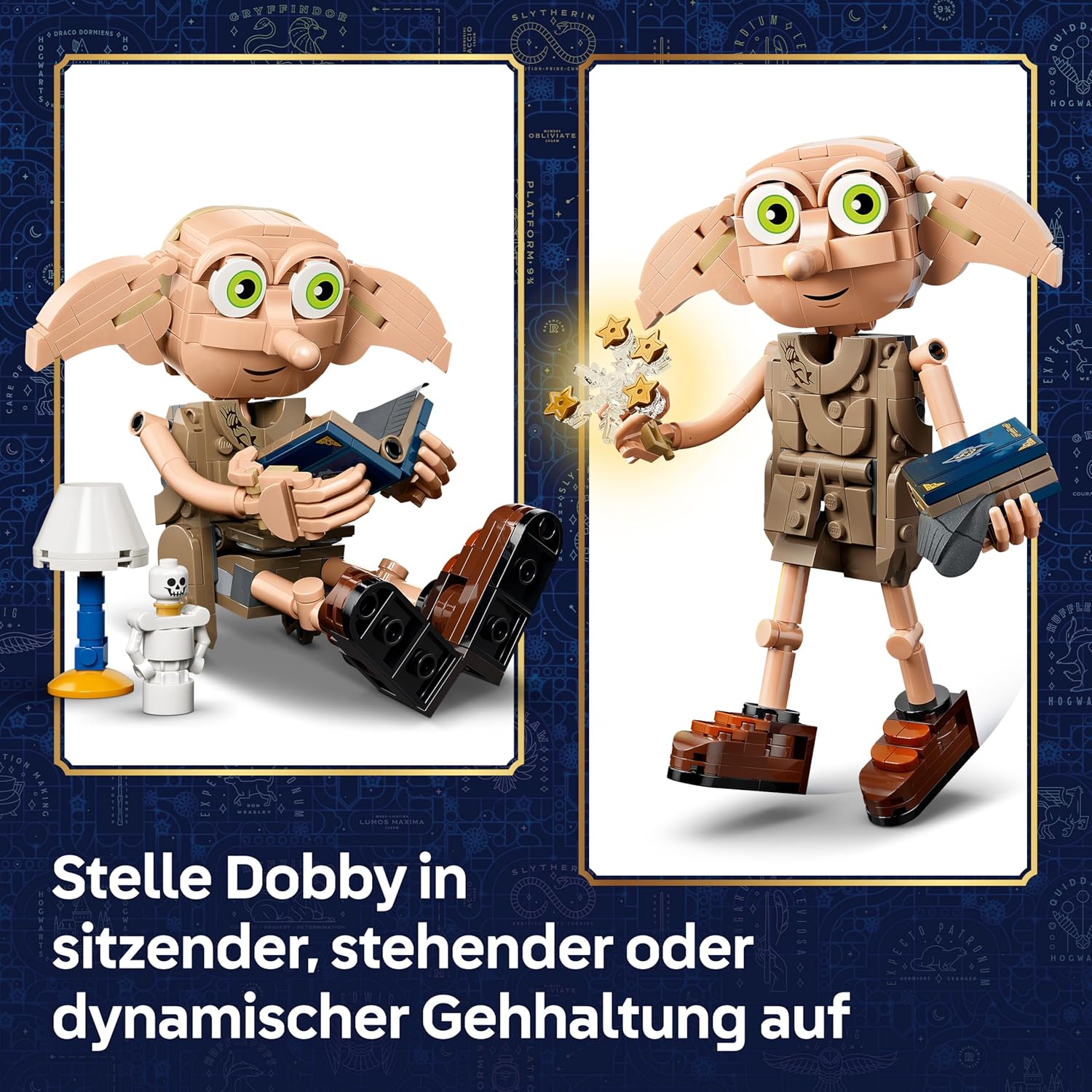 LEGO Harry Potter Dobby, der Freie Elf Spielzeug - Modellbau umbaubar in eine Kreacher Figur - DIY Kinderzimmer Deko - Geschenk für Mädchen, Jungen und Fans ab 8 Jahren - 76469