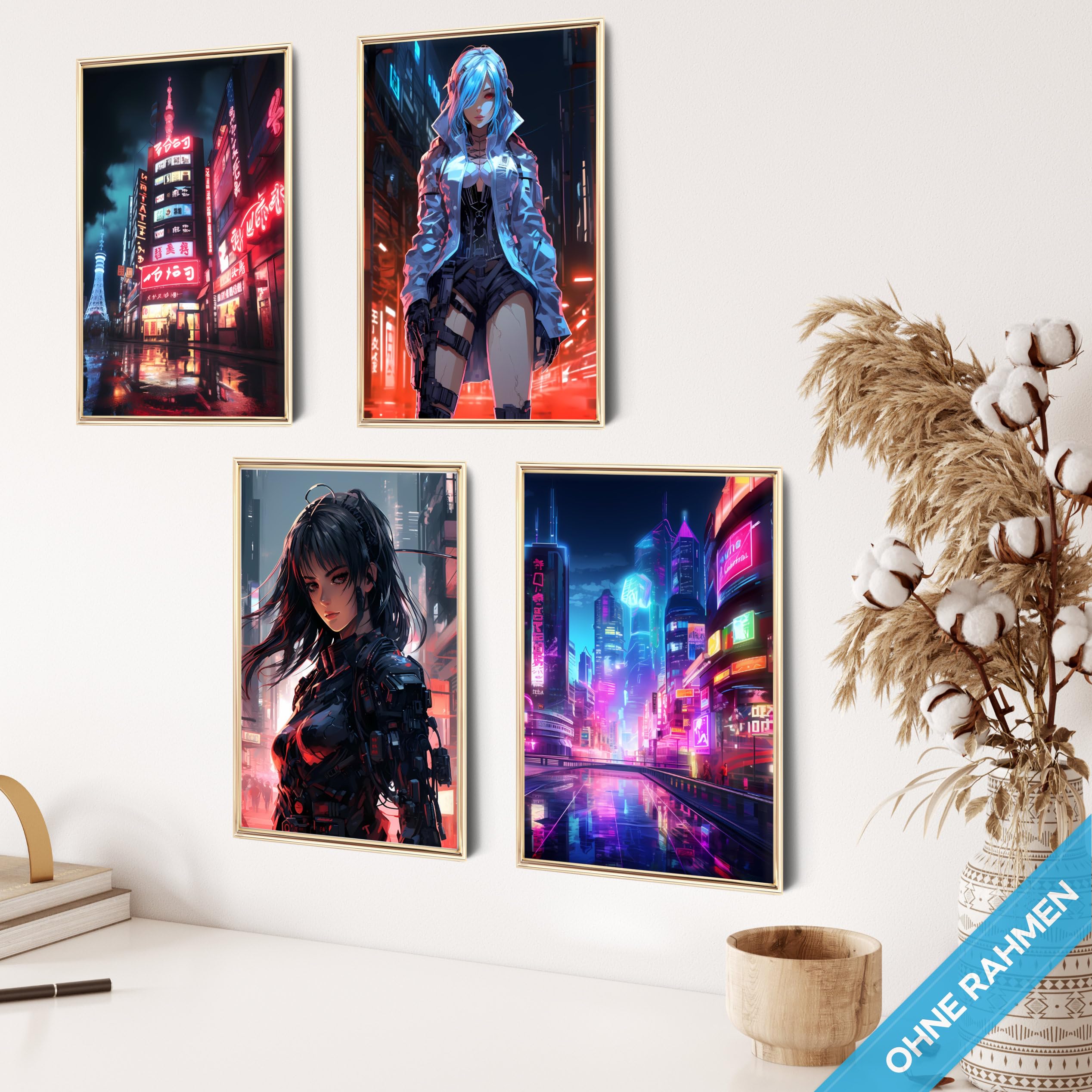 mojoliving Gaming Zimmer Deko Bilder | Poster Wand für Gamer Jugendzimmer | Set mit Neon Sign Motive | Coole Geschenke für Gamer | Zocker Bilder Wand | Neon Wandbild