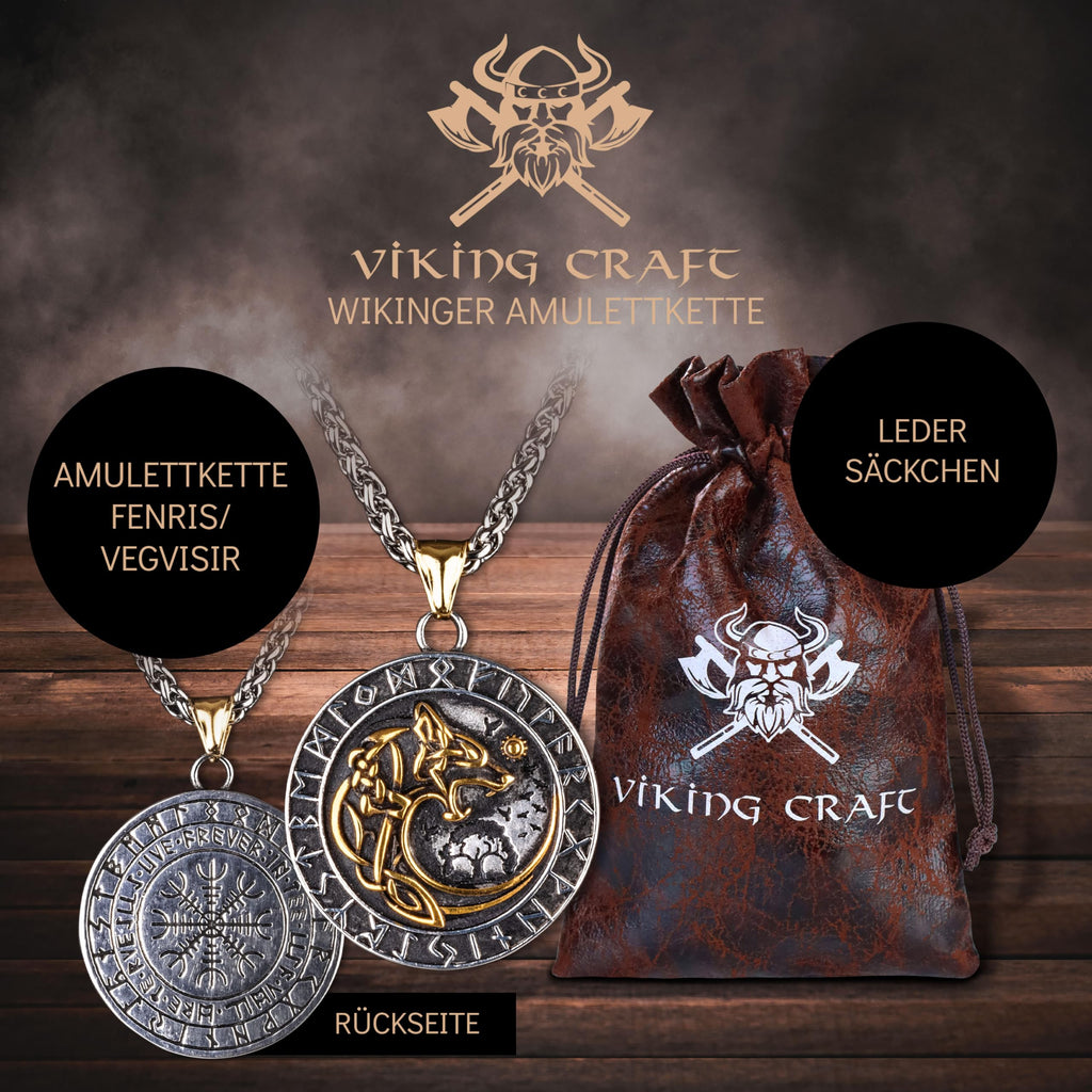 VIKING CRAFT Wikinger Halskette Herren Edelstahl - 60cm Wikinger Schmuck Kette Herren - Wikinger Deko, Wikinger Kette, Wikinger Geschenke für Männer Schmuck, LARP