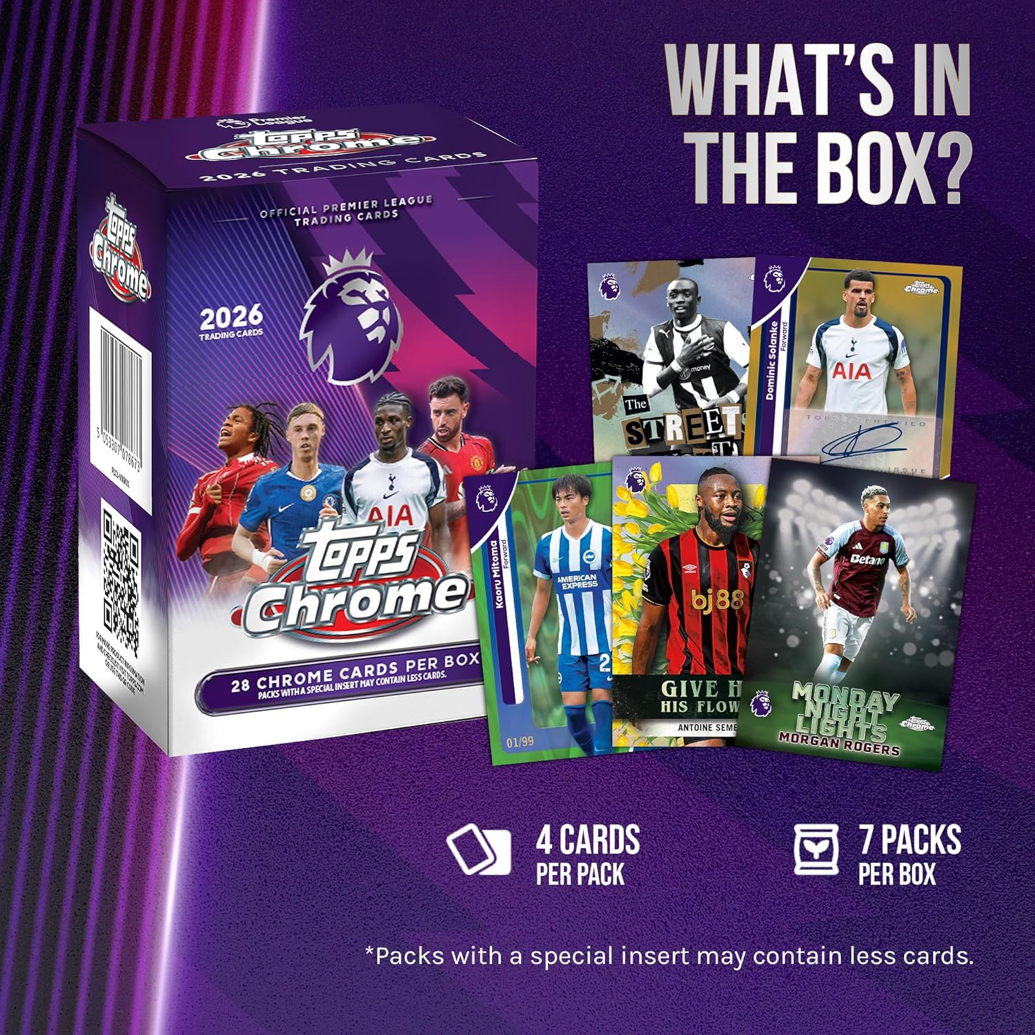 2026 Topps Chrom-Premier-Liga-Fußball, werksseitig versiegelt, Vorteilsbox