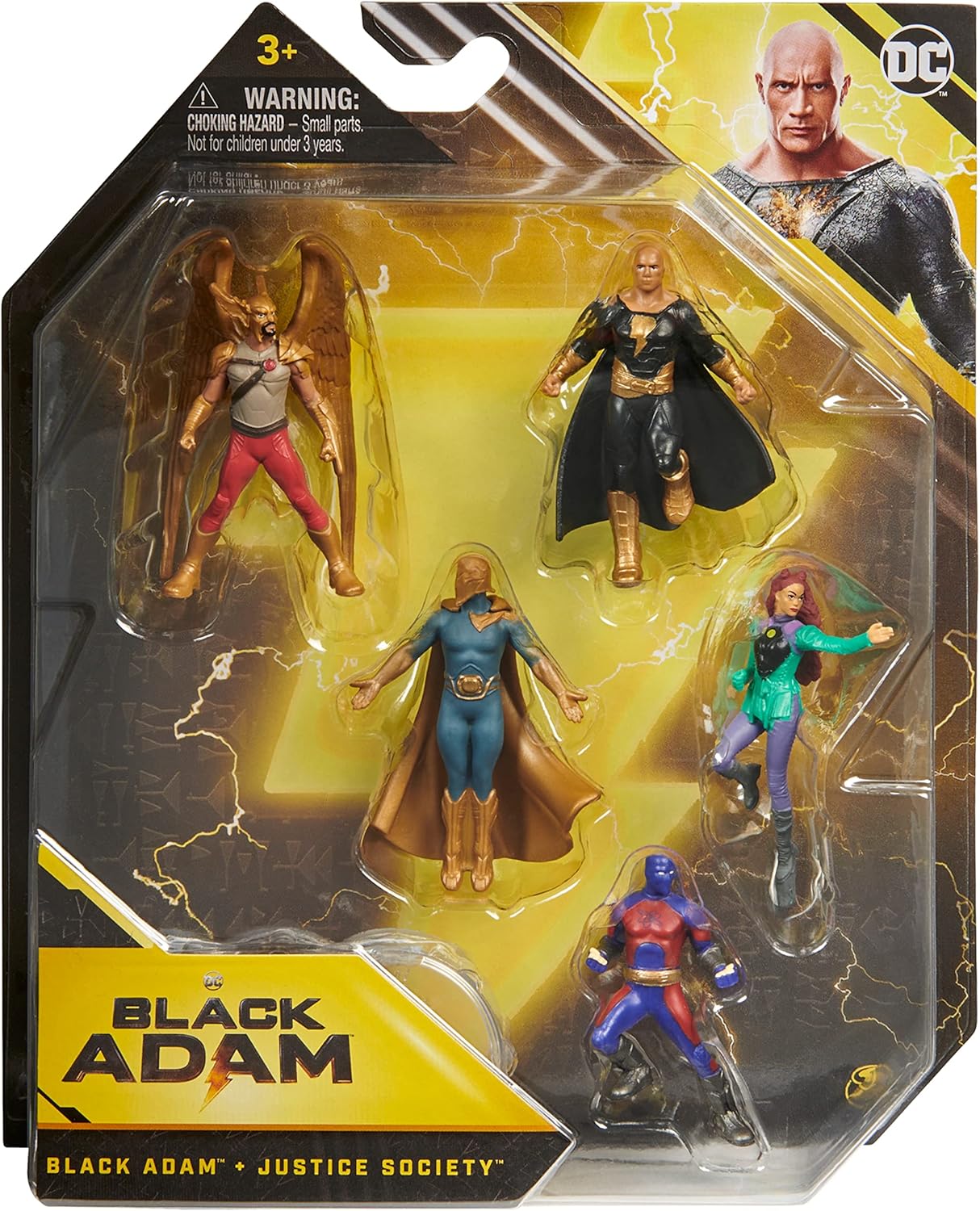 DC Comics, Black Adam Justice Society Set 5er-Pack, 5,1 cm Actionfiguren mit Ständer, Black Adam Movie Collectible Kids Toys, ab 3 Jahren