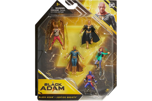 DC Comics, Black Adam Justice Society 5-Pack, 2-inch Action Figures with Stand, Black Adam Movie Collectible Kids Toys, for Ages 3 and Up