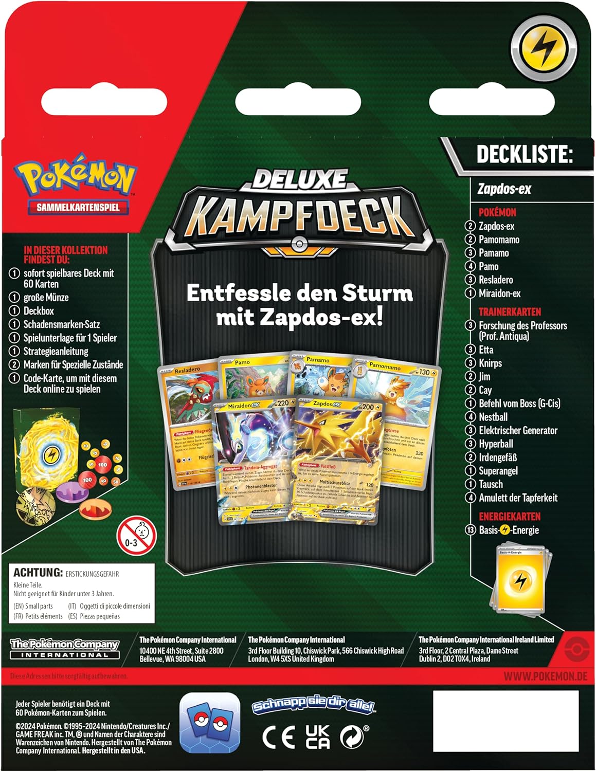 Pokémon-Sammelkartenspiel: Deluxe-Kampfdeck Zapdos-ex (sofort spielbares Deck mit 60 Karten & Zubehör)