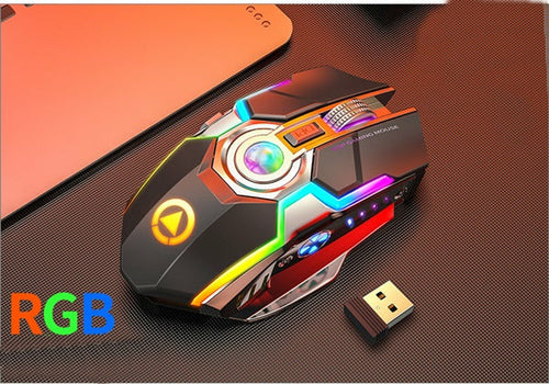 Kabellose RGB Gaming-Maus mit Akku und Stummschaltung