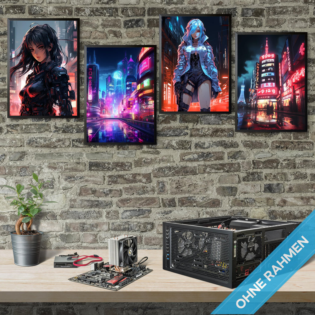 mojoliving Gaming Zimmer Deko Bilder | Poster Wand für Gamer Jugendzimmer | Set mit Neon Sign Motive | Coole Geschenke für Gamer | Zocker Bilder Wand | Neon Wandbild