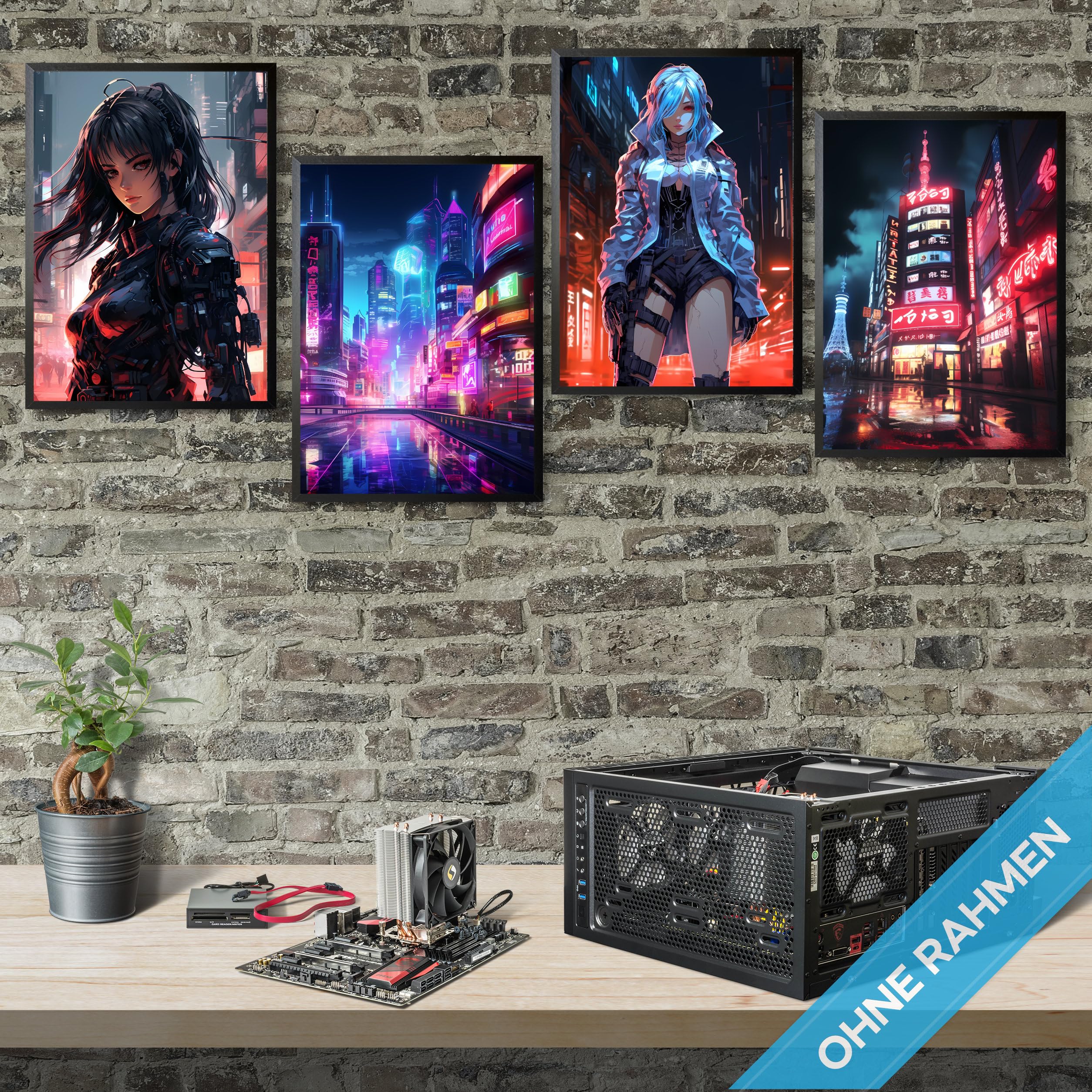 mojoliving Gaming Zimmer Deko Bilder | Poster Wand für Gamer Jugendzimmer | Set mit Neon Sign Motive | Coole Geschenke für Gamer | Zocker Bilder Wand | Neon Wandbild