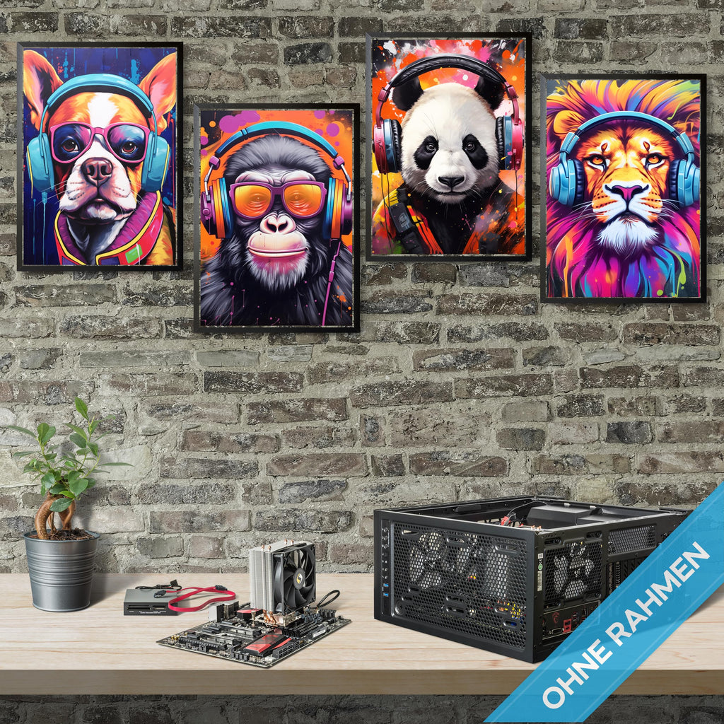 mojoliving Gaming Zimmer Deko Bilder | Poster Wand für Gamer Jugendzimmer | Set mit Neon Sign Motive | Coole Geschenke für Gamer | Zocker Bilder Wand | Neon Wandbild