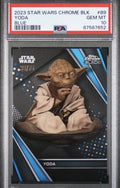 YODA 2023 Topps Star Wars Chrome Black Blue #89/75 PSA10