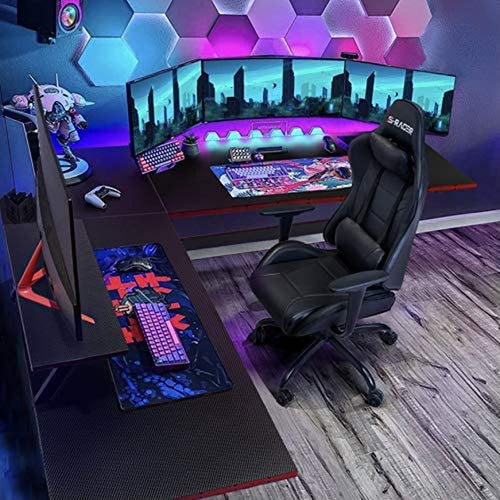 L-förmiger Gaming-Schreibtisch mit Monitorerhöhung – 51 Zoll Eckschreibtisch